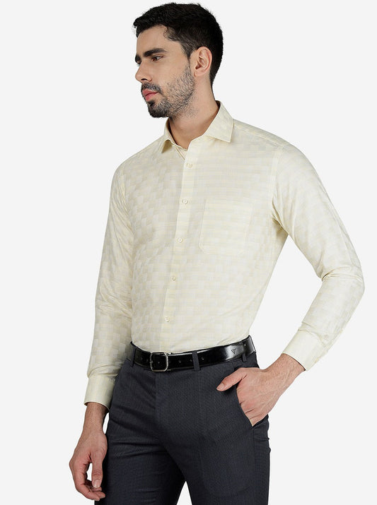 Yellow Checked Slim Fit Formal Shirt | Greenfibre