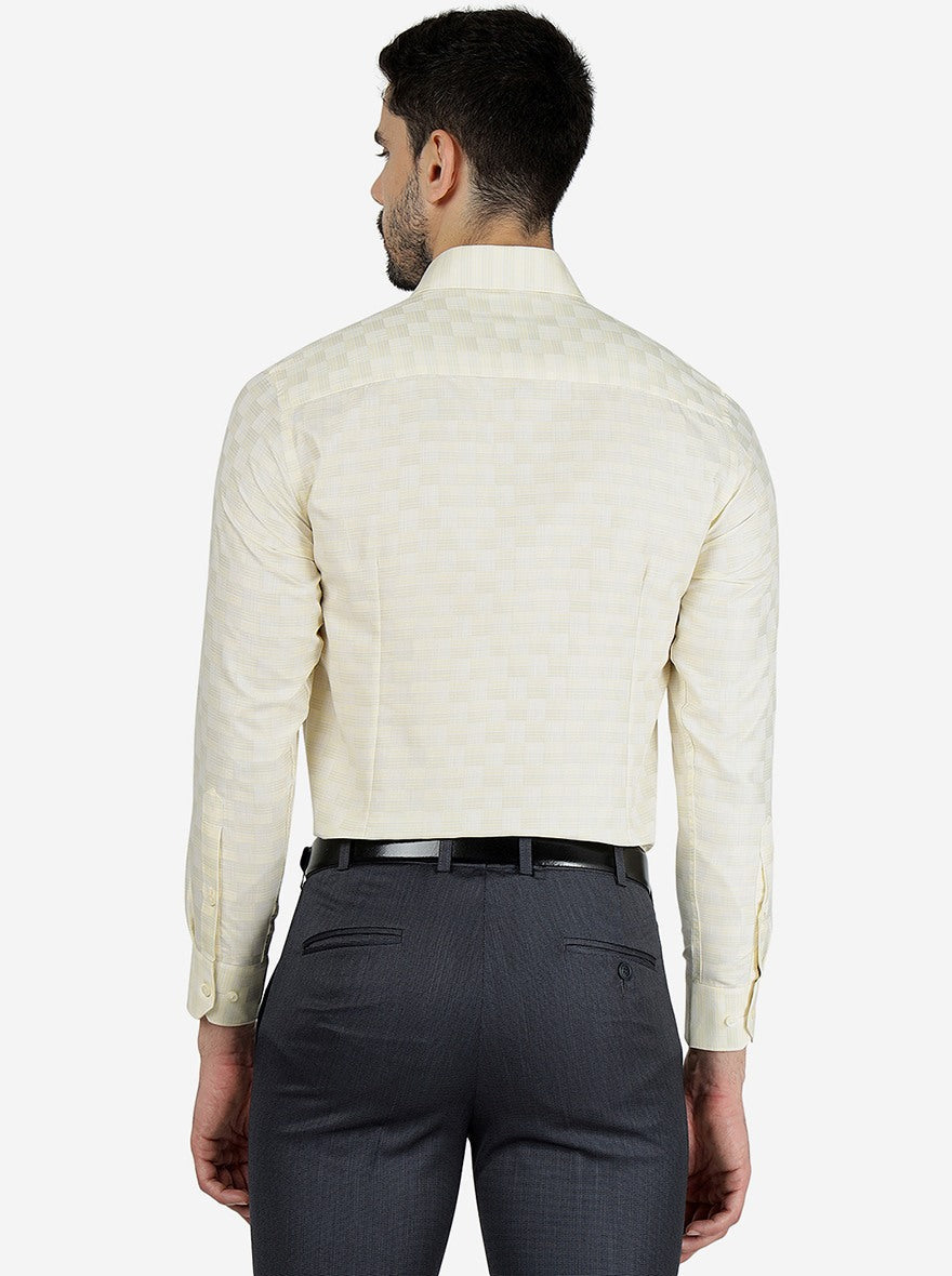 Yellow Checked Slim Fit Formal Shirt | Greenfibre