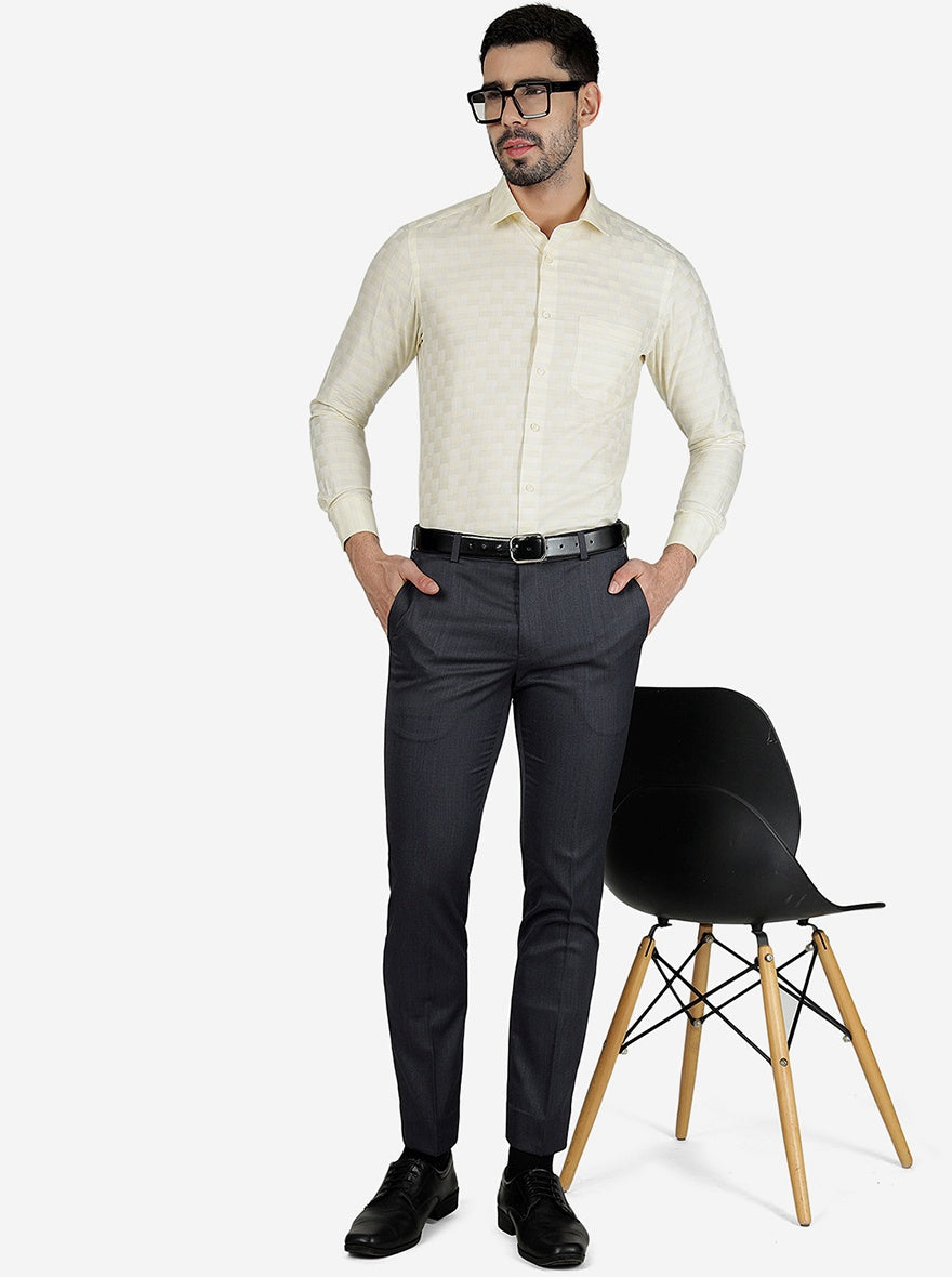Yellow Checked Slim Fit Formal Shirt | Greenfibre