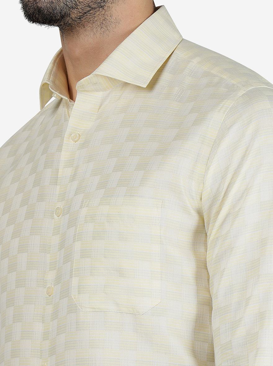 Yellow Checked Slim Fit Formal Shirt | Greenfibre