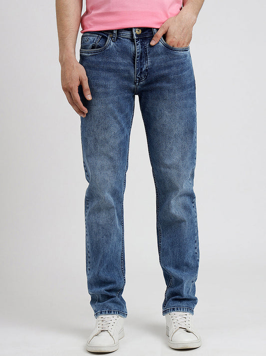 Cloud Blue Washed Straight Fit Jeans | Greenfibre