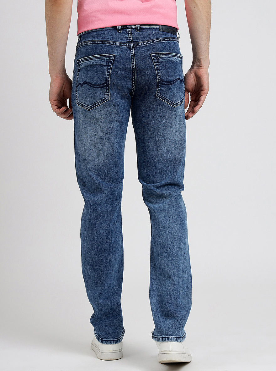 Cloud Blue Washed Straight Fit Jeans | Greenfibre