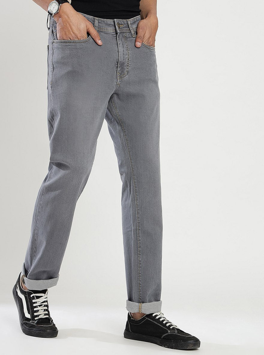 Grey Washed Straight Fit Jeans | Greenfibre