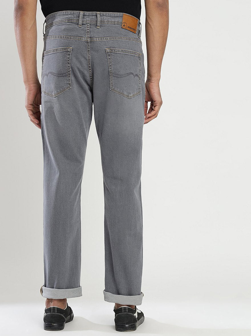 Grey Washed Straight Fit Jeans | Greenfibre