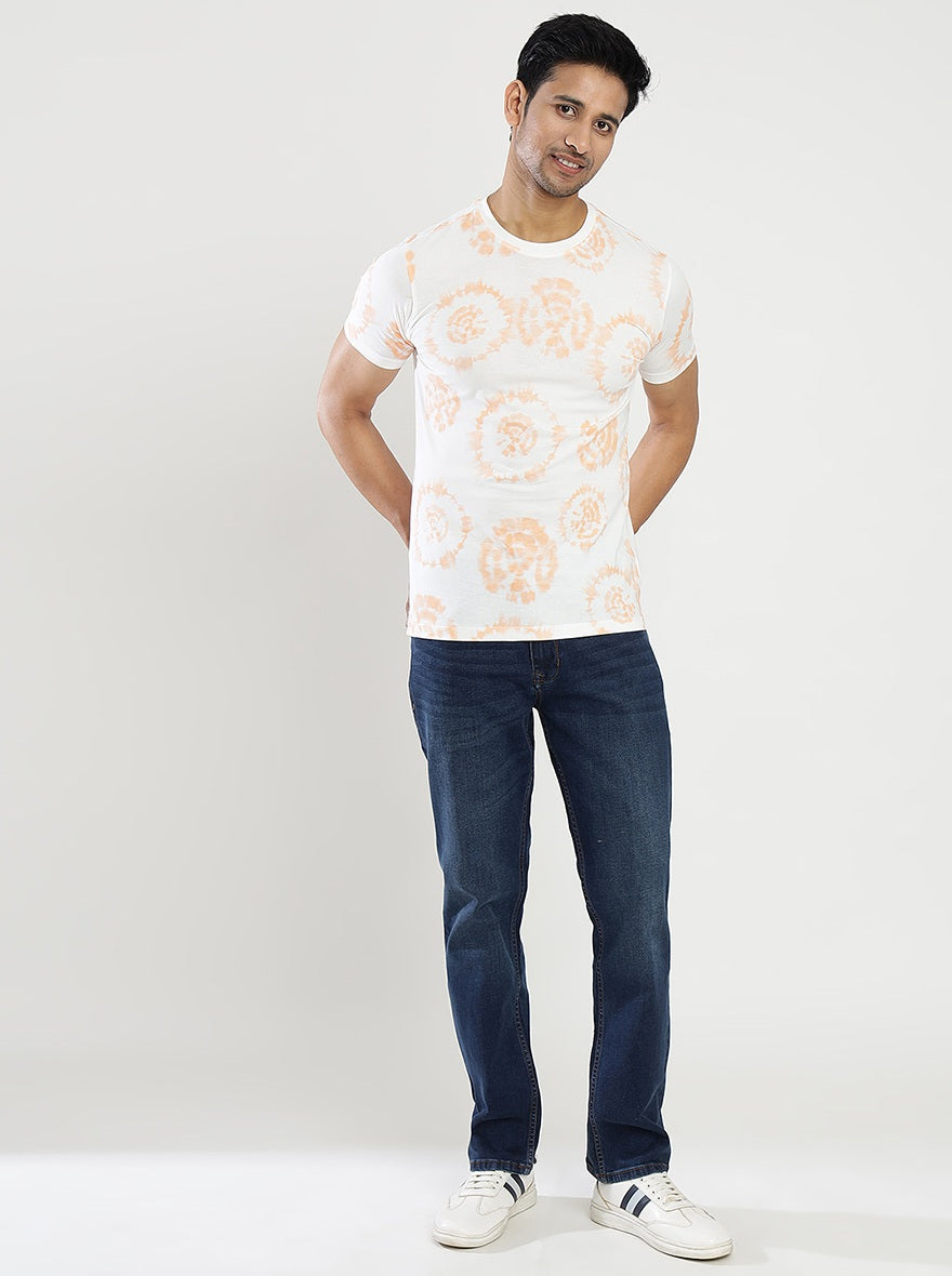 Navy Blue Washed Straight Fit Jeans | Greenfibre