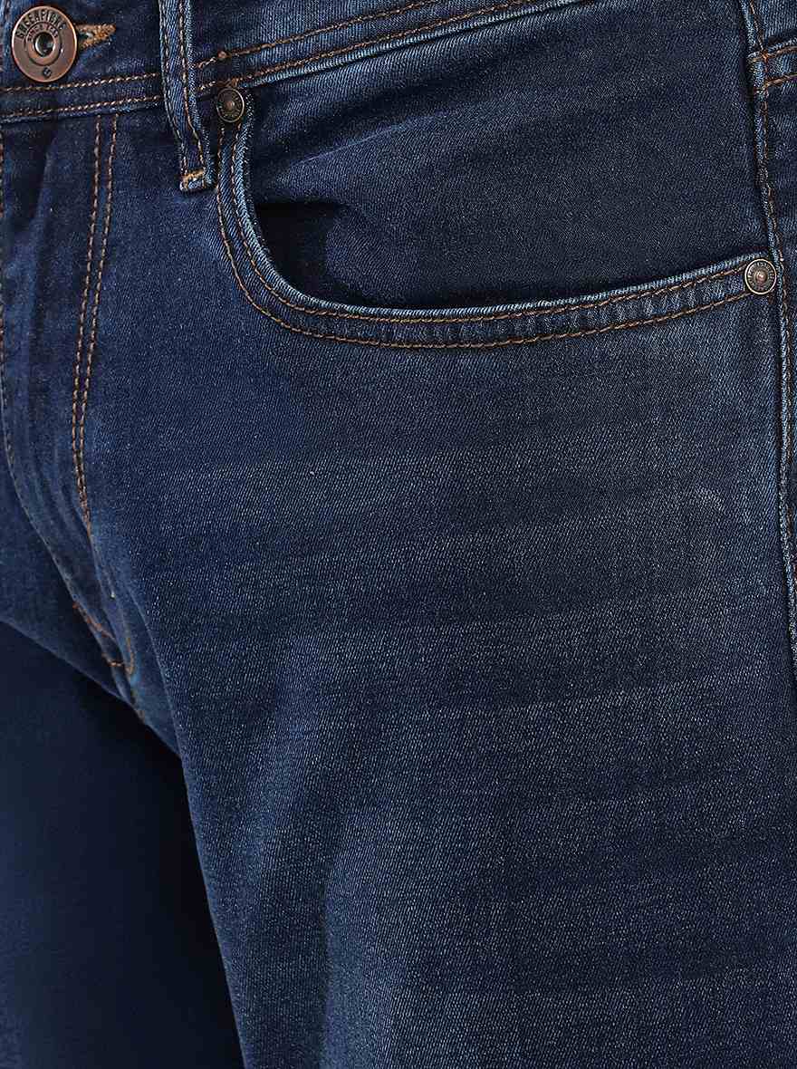 Navy Blue Washed Straight Fit Jeans | Greenfibre