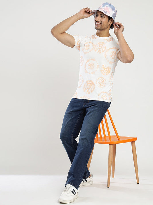 Navy Blue Washed Straight Fit Jeans | Greenfibre