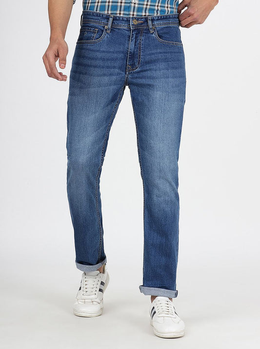 Blue Washed Straight Fit Jeans | Greenfibre