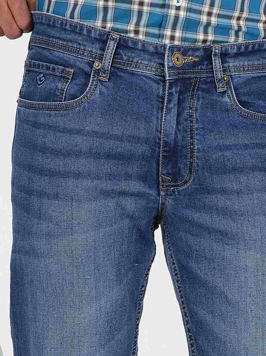 Blue Washed Straight Fit Jeans | Greenfibre