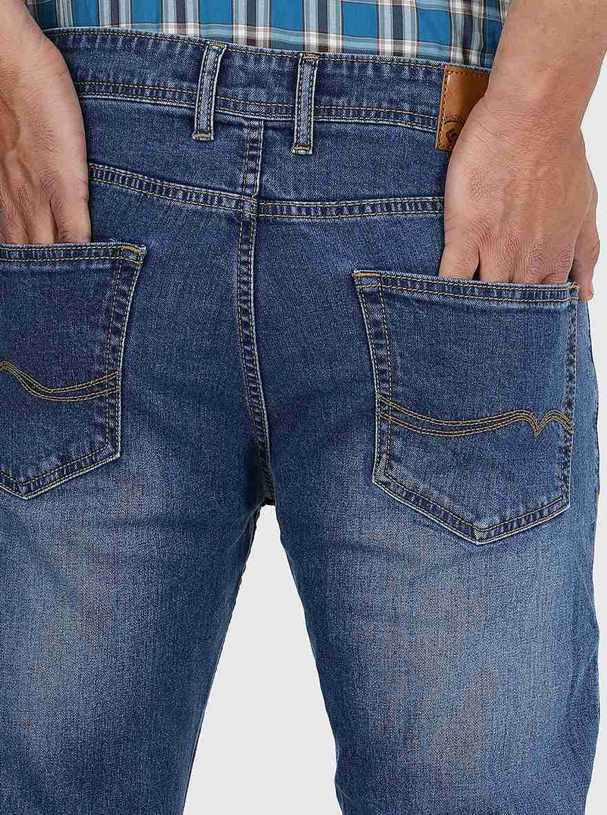 Blue Washed Straight Fit Jeans | Greenfibre