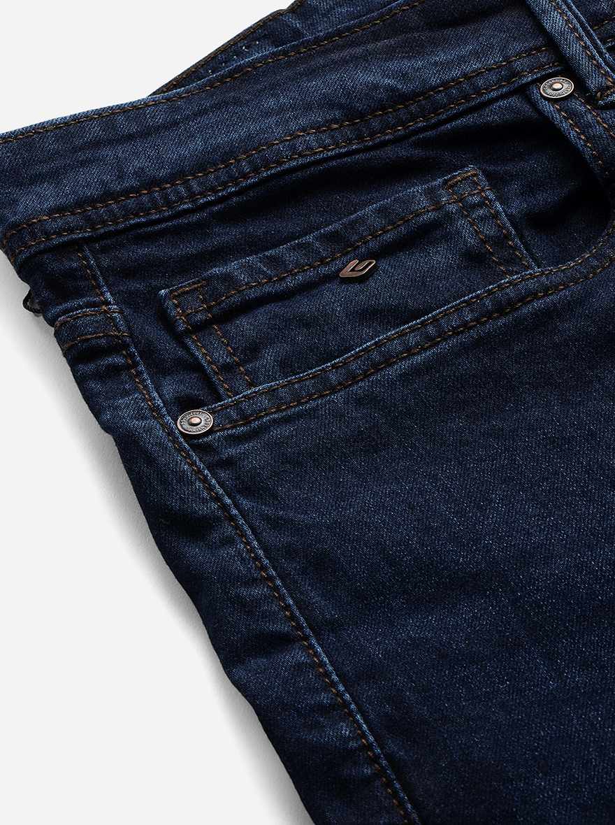 Navy Blue Washed Straight Fit Jeans | Greenfibre
