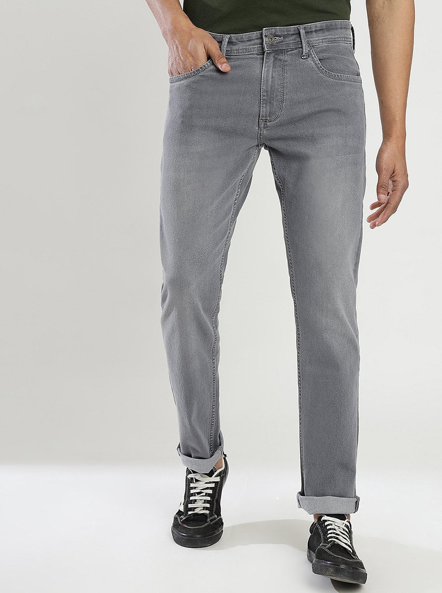 Grey Washed Narrow Fit Jeans | Greenfibre