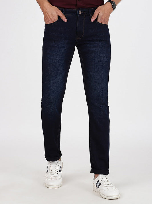 Navy Blue Washed Narrow Fit Jeans | Greenfibre