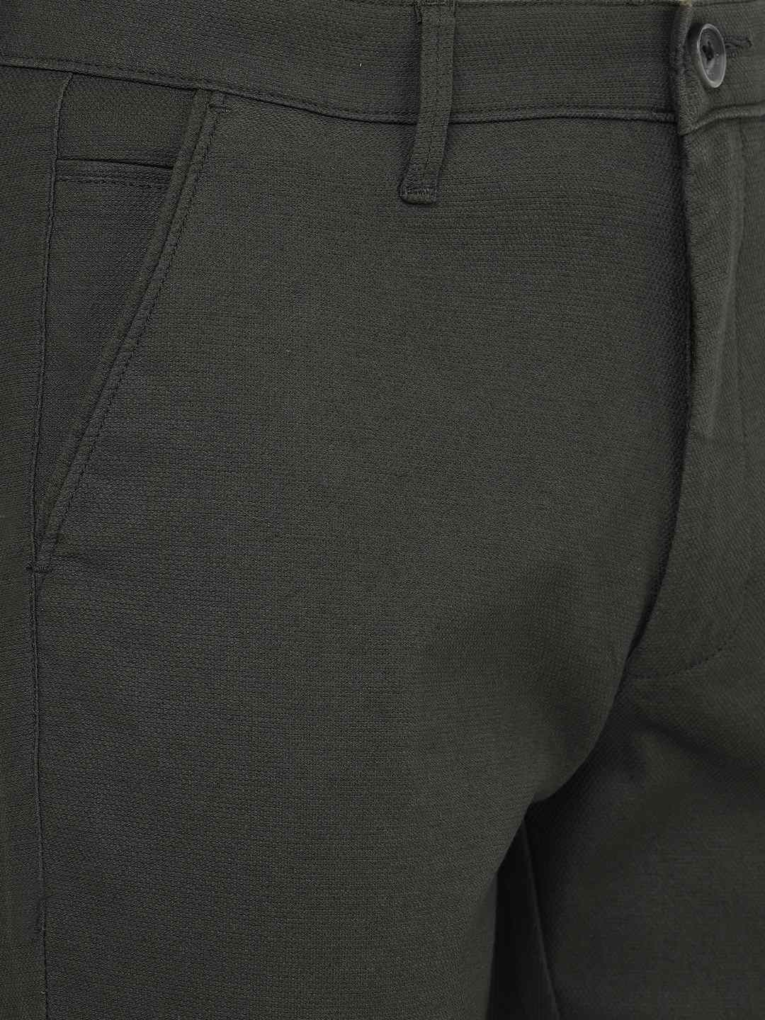 Light Olive Solid Neo Fit Casual Trouser | Greenfibre