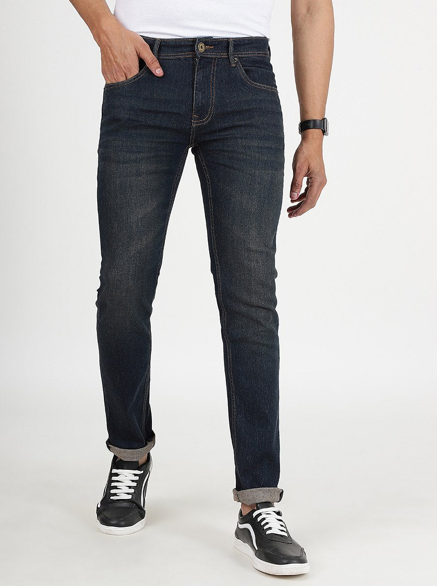 Dark Grey Washed Narrow Fit Jeans | Greenfibre