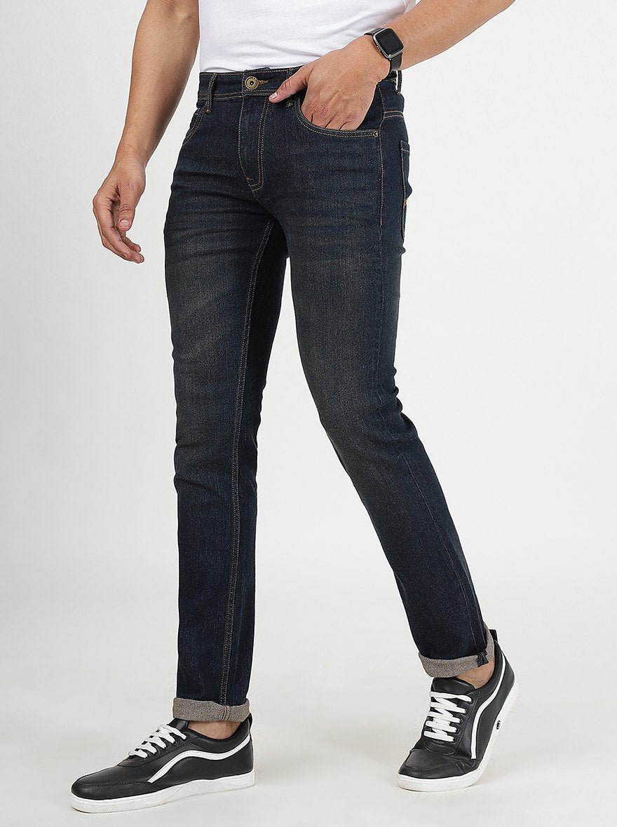 Dark Grey Washed Narrow Fit Jeans | Greenfibre