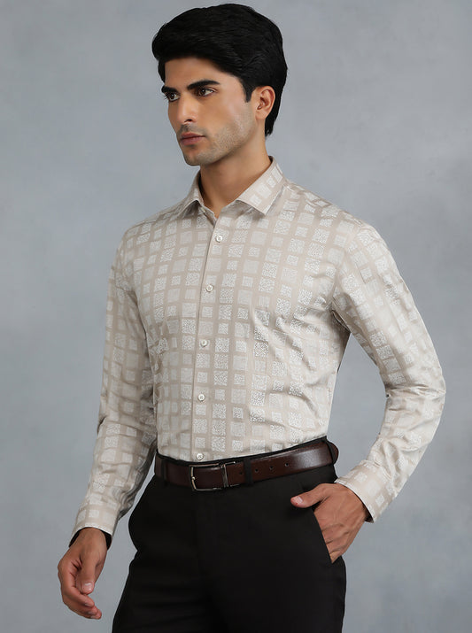 Golden Printed Slim Fit Party Wear Shirt | Greenfibre