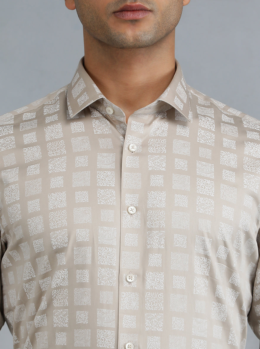 Golden Printed Slim Fit Party Wear Shirt | Greenfibre