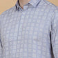 Light Blue Printed Slim Fit Party Wear Shirt | Greenfibre