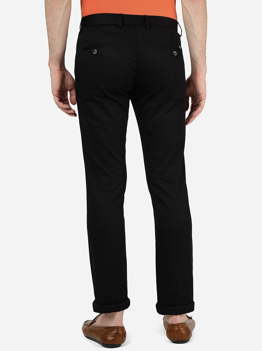 Black Solid Super Slim Fit Casual Trouser | Greenfibre