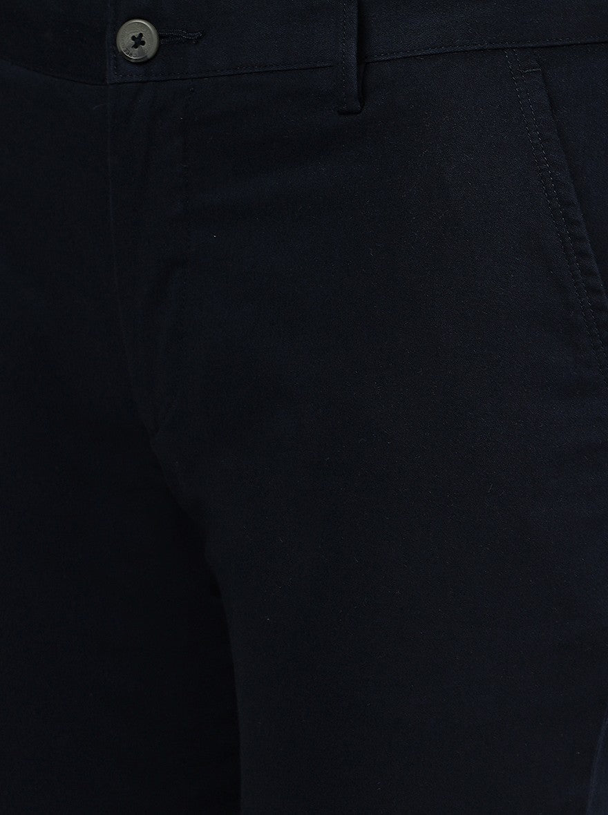 Navy Blue Solid Super Slim Fit Casual Trouser | Greenfibre