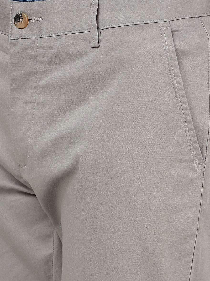 Light Grey Solid Super Slim Fit Casual Trouser | Greenfibre