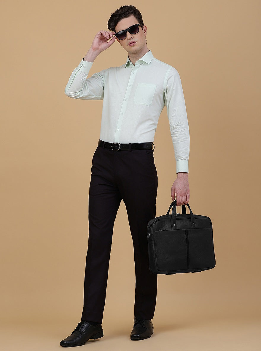 Light Green Solid Slim Fit Formal Shirt | Greenfibre