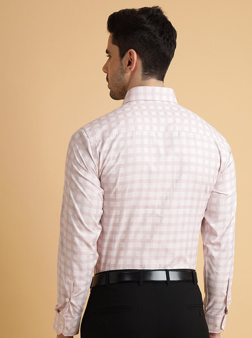 Pink Checked Slim Fit Formal Shirt | Greenfibre