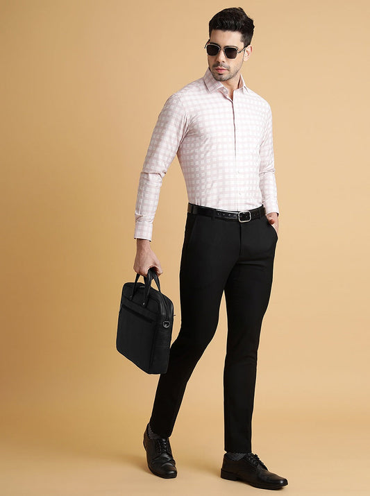 Pink Checked Slim Fit Formal Shirt | Greenfibre