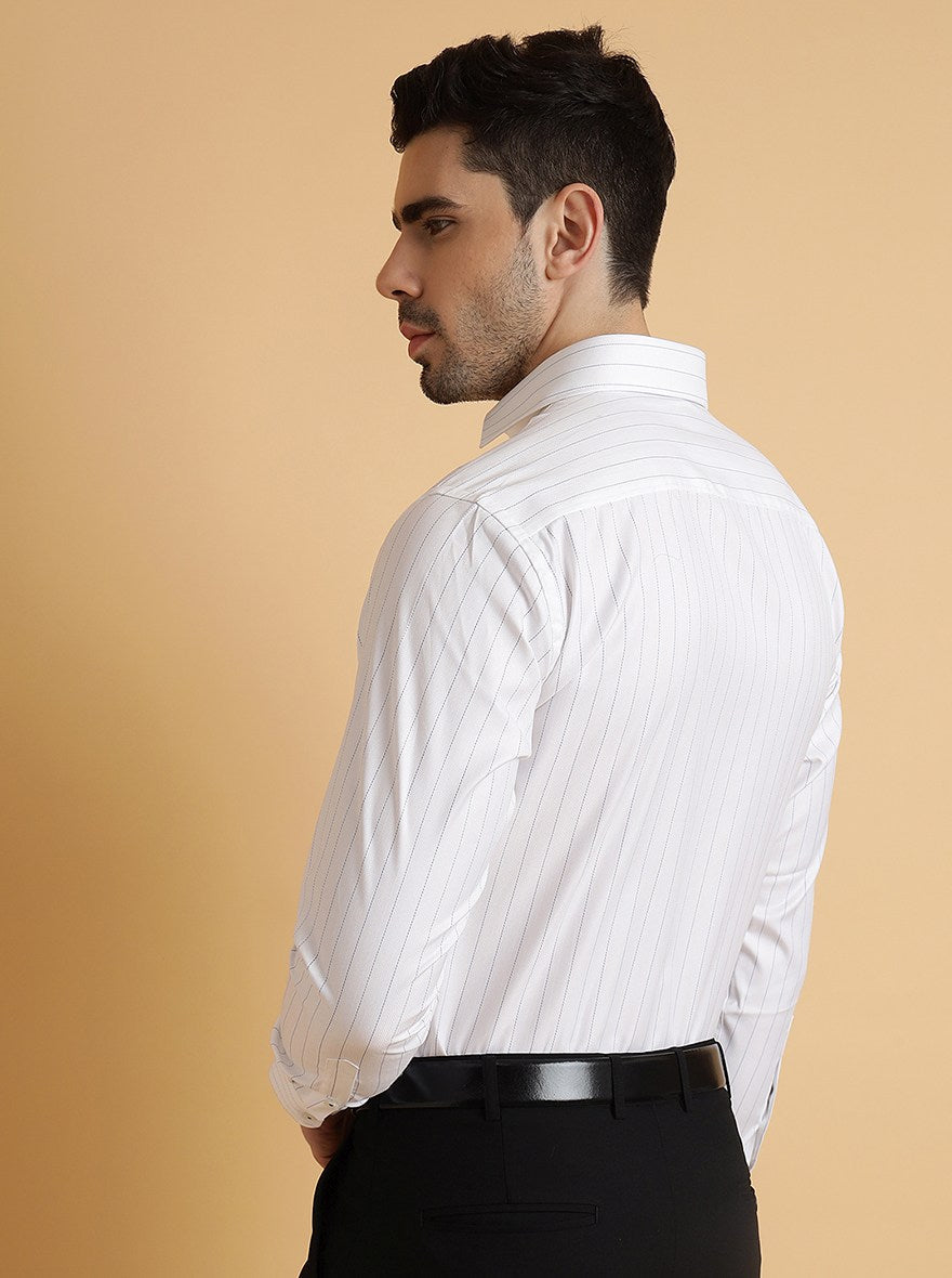 White Striped Regular Fit Formal Shirt | Greenfibre