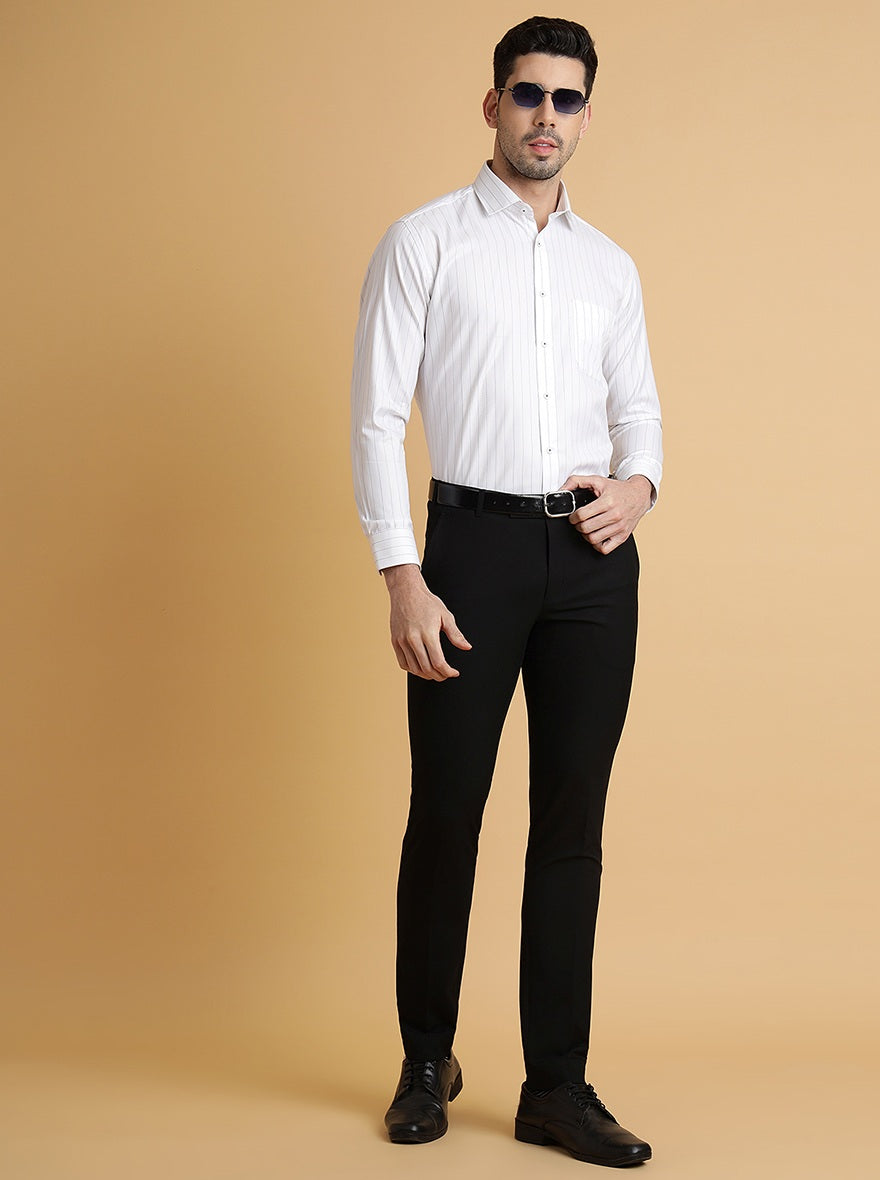 White Striped Regular Fit Formal Shirt | Greenfibre