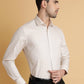 Beige Striped Regular Fit Formal Shirt | Greenfibre