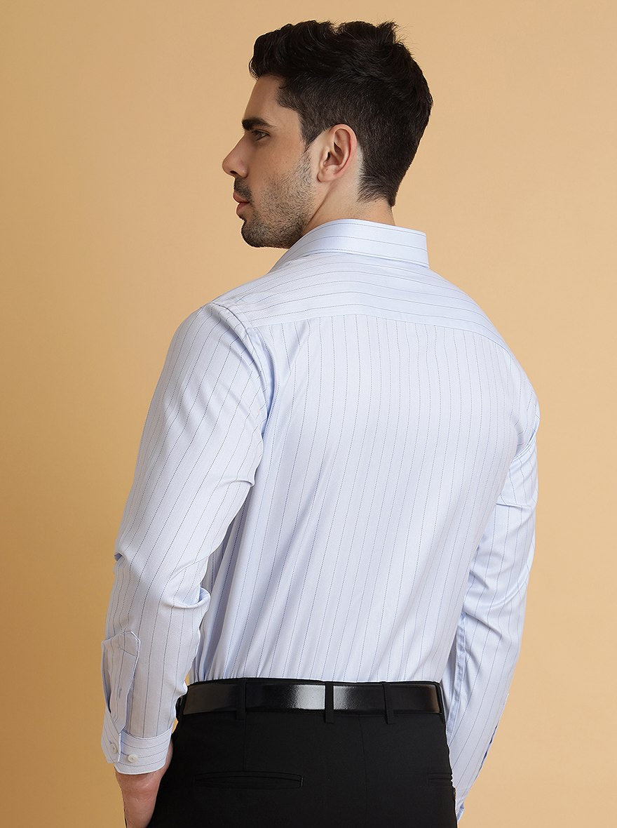 Light Blue Striped Regular Fit Formal Shirt | Greenfibre