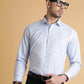 Light Blue Striped Regular Fit Formal Shirt | Greenfibre