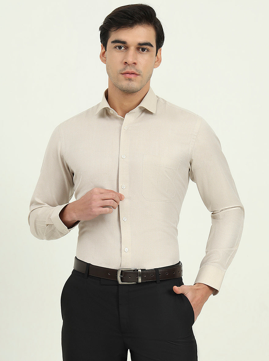 Fawn Solid Slim Fit Formal Shirt | Greenfibre
