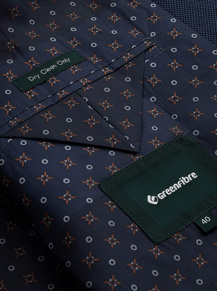 Blue Solid Regular Fit Bandhgala Jacket | Greenfibre