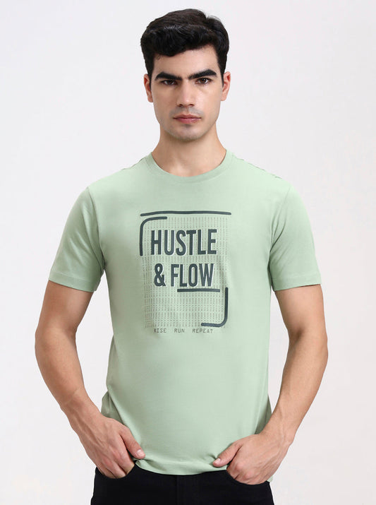 Green Printed Slim Fit T-Shirt | Greenfibre