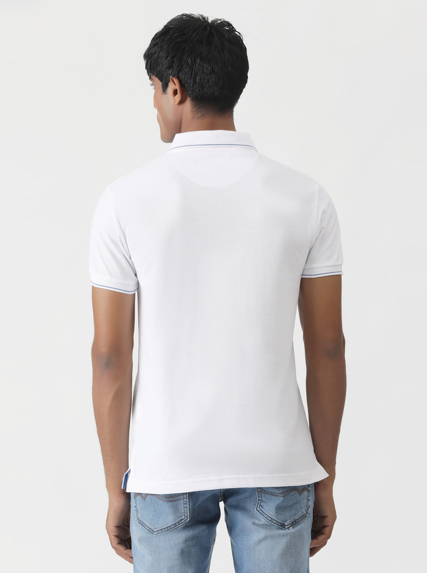 White Solid Slim Fit Polo T-Shirt | Greenfibre