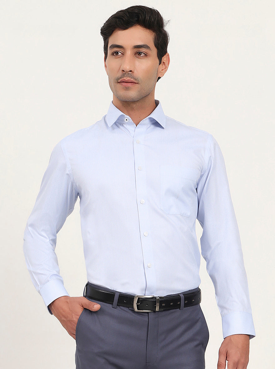 Sky Blue Solid Slim Fit Formal Shirt | Greenfibre