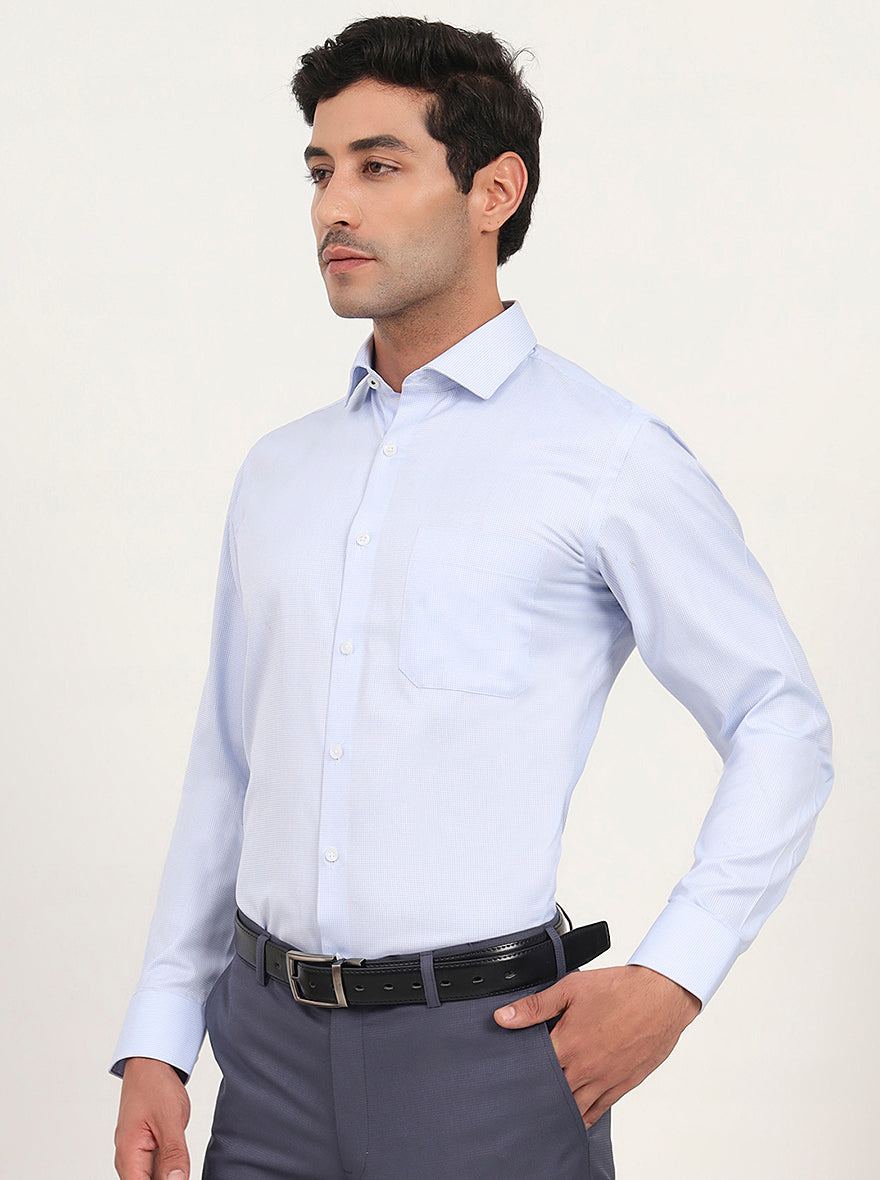 Sky Blue Solid Slim Fit Formal Shirt | Greenfibre