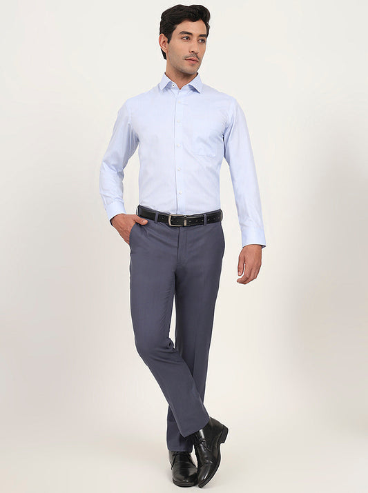 Sky Blue Solid Slim Fit Formal Shirt | Greenfibre
