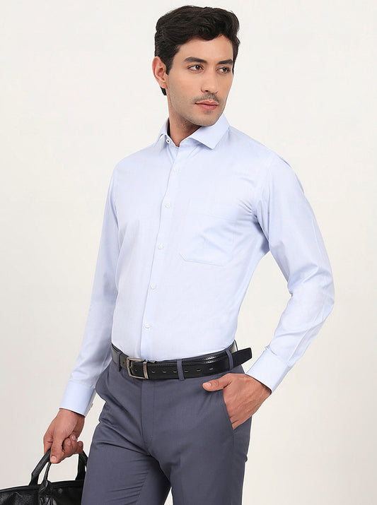 Sky Blue Solid Slim Fit Formal Shirt | Greenfibre