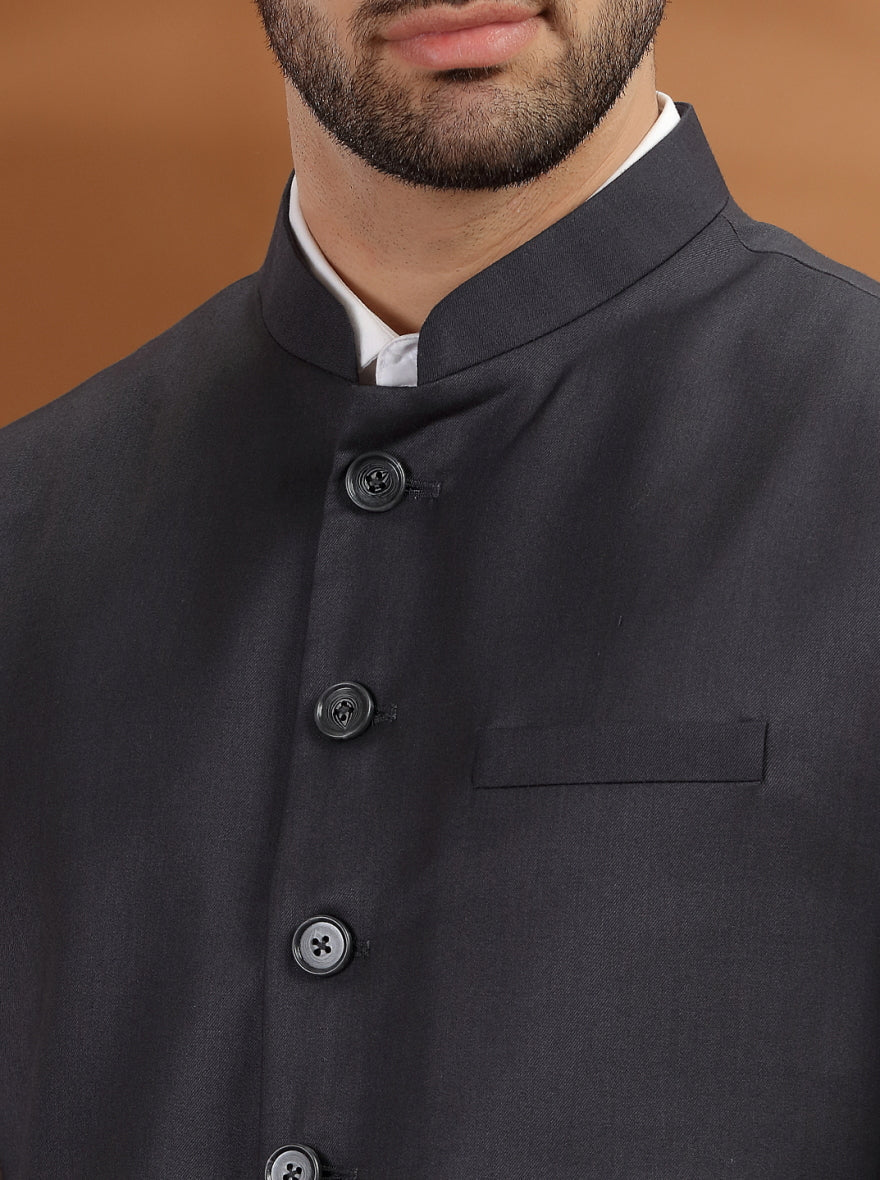 Dark Grey Solid Waist Coat | Greenfibre