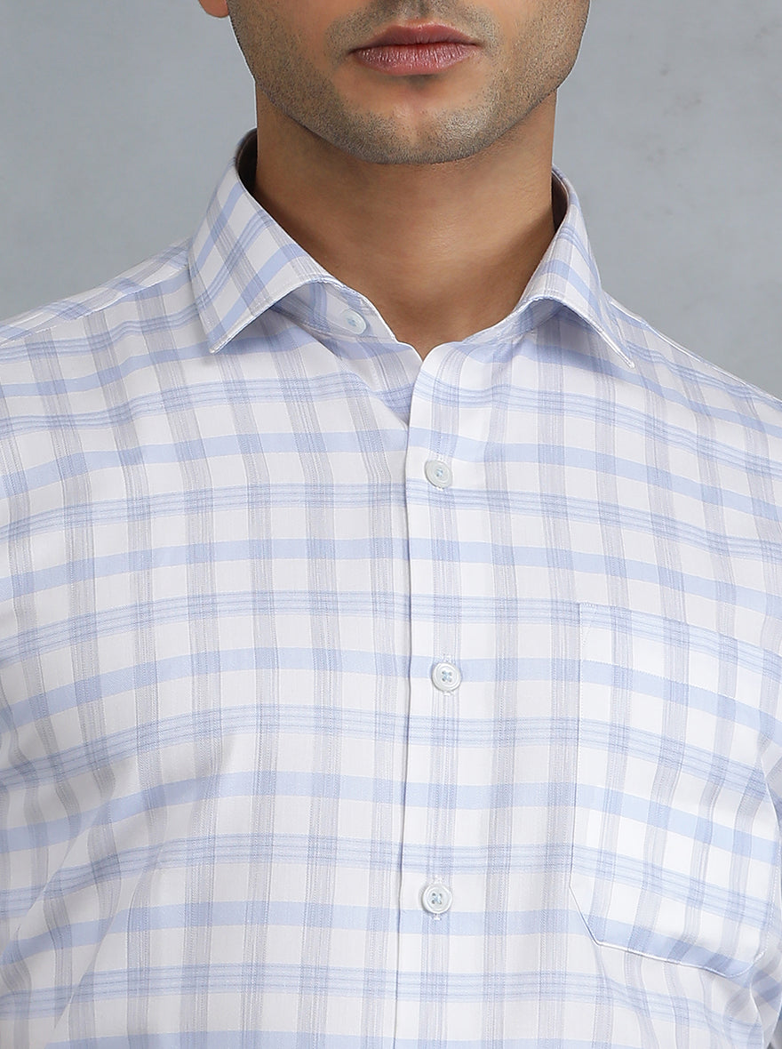 Blue Checked Regular Fit Formal Shirt | Greenfibre