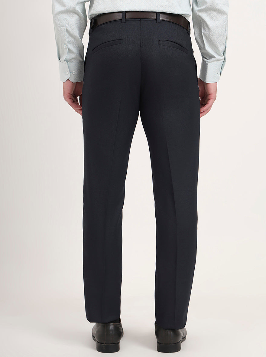 Blue Solid Slim Fit Formal Trouser | Greenfibre