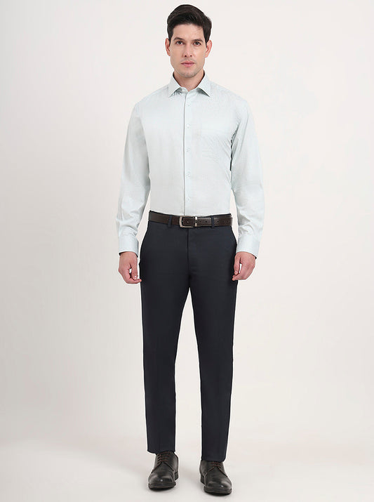 Blue Solid Slim Fit Formal Trouser | Greenfibre