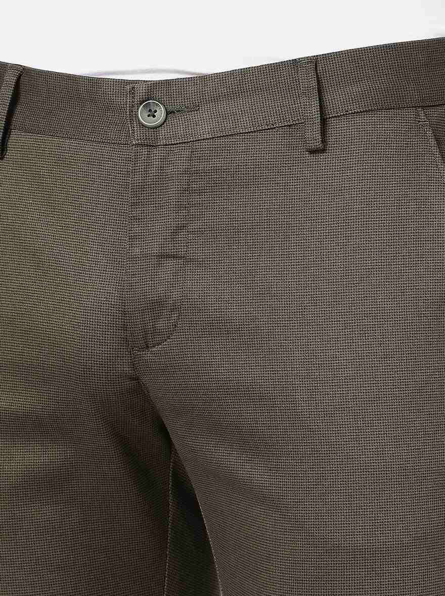 Olive Solid Super Slim Fit Casual Trouser | Greenfibre