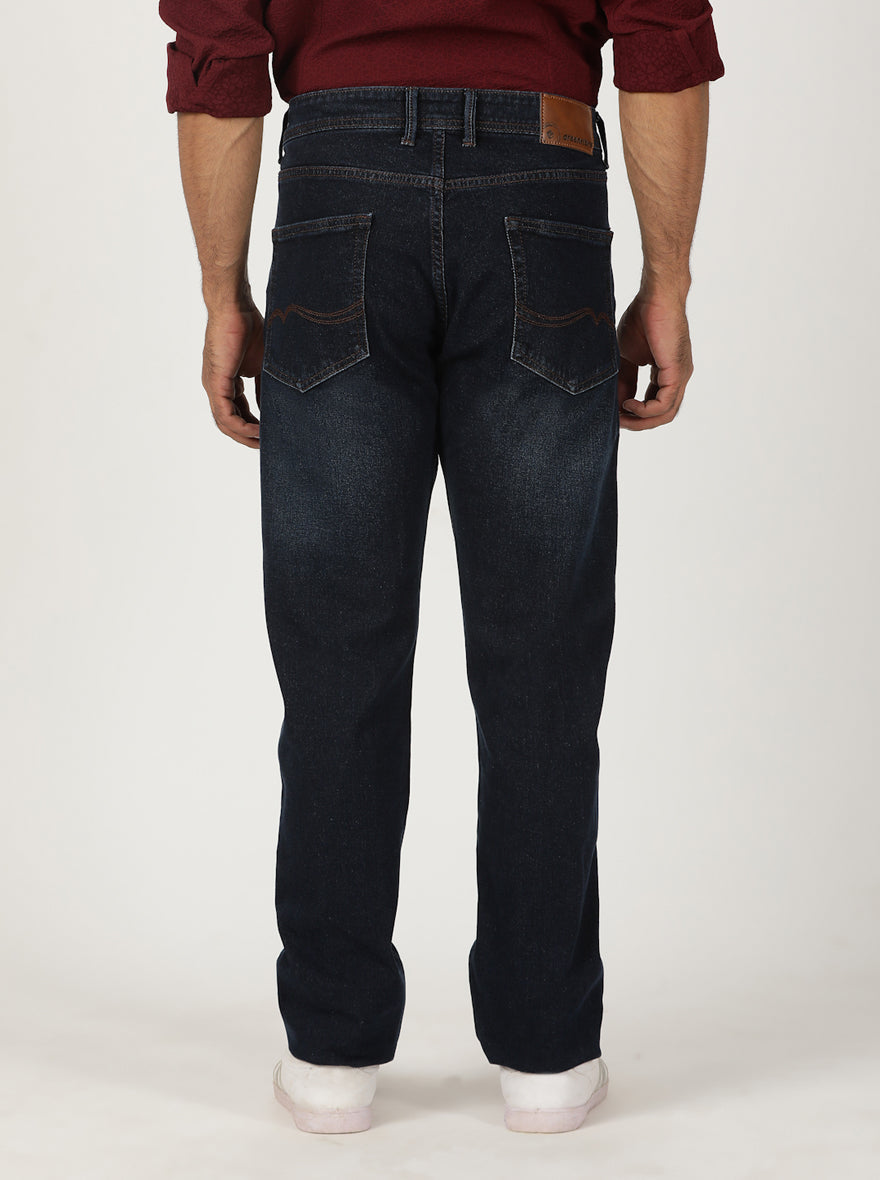 Ink Blue Washed Straight Fit Jeans | Greenfibre
