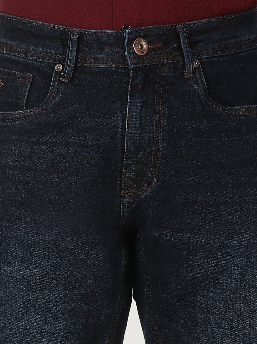 Ink Blue Washed Straight Fit Jeans | Greenfibre