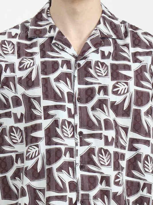 Light Green Printed Slim Fit Casual Shirt | Greenfibre